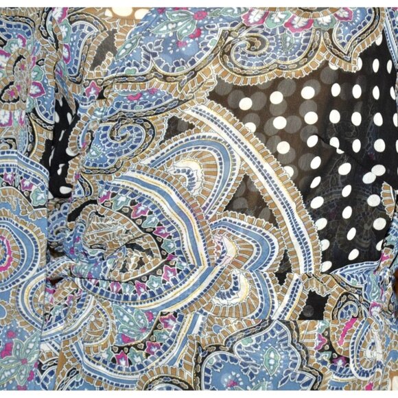 Lane Bryant Mixed Print Floral & Polka Dot Sheer Wrap Blouse Top Size 14W 16W - Picture 4 of 13